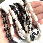Vintage black and white beaded multi strand long necklace Photo 2