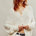 Free People  FP One Sela Cardi White Fluffy Eyelash Sweater Cardigan Size Small Photo 0