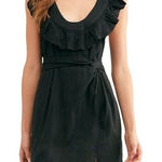 Free People  Endless Summer Black Mini Tie‎ Ruffle Linen Blend Dress Size M NWT Photo 0