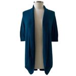 EXPRESS Short Sleeve Open Shawl Cardigan Sweater Dark Teal Blue Size Medium Photo 0