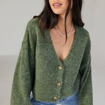 Glassons  Green V-Neck Button Up Slightly Cropped Cardigan Sweater SIZE SMALL Photo 0