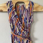 Boston Proper Boston‎ Proper Multicolor Retro Sheer Tank Top Women's Medium Sleeveless Vneck Photo 1