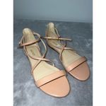 Nine West Sandals Flat Strappy "Dollfaced" Pink Nude Cross Straps 8 Photo 0
