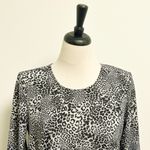 Vince Camuto Gray Blue Black Ombre Animal Print Hi Lo Semi Sheer Blouse Medium Photo 2