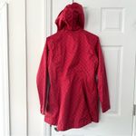 Columbia Red Houndstooth Print Zip Up Rain Resistant Jacket Hooded Small Women Photo 15