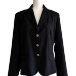 Allen by ABS Blazer Black Button Front Flap Pockets Long Sleeve Jacket Size 12 Photo 0
