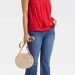 Knox Rose Women Rebel Red Eyelet lace Ribbed Tank Top Photo 3