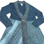 Orvis 🧶✨  V-Neck Snap Cardigan Sweater | Women’s Large | Gray-Blue Wool Blend Photo 3