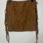 Timing  Brown Faux Suede Boho Western Fringe Mini Skirt Size Small Photo 0