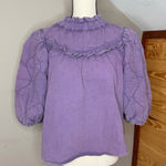 Sea New York Layla Quilted Puff Sleeve Ruffle Top Orchid Purple Small S Cottage Photo 0