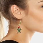 Betsey Johnson  Gingerbread Cookie Christmas Necklace Earrings Set Rhinestone Bow Photo 8