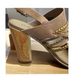 *Reaction Kenneth Cole Women's Size 9 Sandals Tan Gold Braided Strap Chic Photo 1