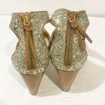 Miu Miu  Women’s Size 7.5 Nude Sequin Ankle Strap Wedge Sandals Photo 3