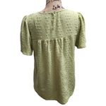 SheIn Green Swiss Dot Crochet Trim Puff Sleeve Babydoll Top Womens Medium Photo 2