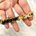 Anne Klein  Early 2000's Black & Gold Toned Charm Watch Bracelet Photo 3