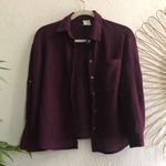 Deep purple button down up long sleeve shirt light airy long sleeve Photo 0