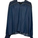 Anthropologie  Calligraphie Popover Tunic Blouse Denim Like Tencel XL GUC #1718 Photo 0