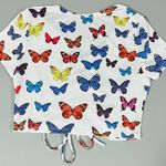 White Rainbow Butterfly Butterflies Graphic Crop Top Tee T Photo 1