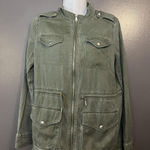 EXPRESS Jacket Womens XS Green Army Utility Field Zip Pockets Drawstring Waist Photo 0