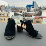 Franco Sarto Black Suede Sandal Size 7 Harlet 2 Block Heel Peep Toe bohemian Photo 3