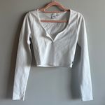 Aritzia cropped white waffleknit henley Photo 0