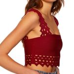 Susana Monaco  Laser Cut Bandage Crop Top Oxblood Red XL Photo 2