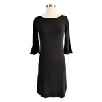 Gerard Darel  Paris Black Knit Dress 3/4 Bell Sleeves Round Neck Size 1 Small Photo 8