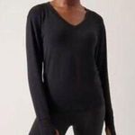 Athleta  Sunrise V-Neck Black Sweatshirt Photo 1