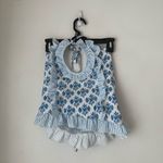 White & Blue Floral Striped Ruffle Halter Top + Matching Maxi Skirt Set S Photo 4