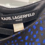 Karl Lagerfeld  Women's Paris Black Blue Pattern Laser Cut A-Line Lined Dress 8 Photo 1