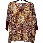 Ivy Jane Women Top Silky Flowy Tunic Leopard Print Dolman Sleeves Colorful Small Photo 0