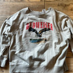 Budweiser  Gray Off-the-Shoulder Sweater Photo 0