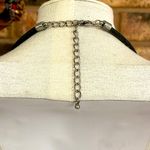 Vintage stone, metal and rhinestone beaded charms on black leather necklace Photo 4