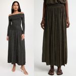 Zimmermann Illuminate Gathered Metallic Knit Flare Maxi Skirt Black Gold US 8 Photo 0