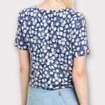 Madewell  Blue Moon Tie Front Floral Short Sleeve Top Size XS Photo 5