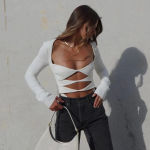 House Of CB  'Danica' White‎ Cutout Bodysuit NWOT size S Photo 1
