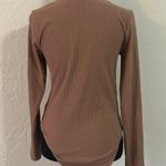 Old Navy Tan / Light Brown Lined Ribbed Adjustable Long Sleeve U Neck Bodysuit Photo 4