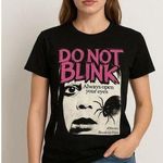 I Stole Your Grandpa’s Shirt “Do Not Blink” Horror Graphic Tee S Black Photo 0