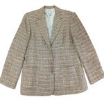 Vintage Marshall Fields Tweed Blazer Women's 10 Plaid Career Academia Classic Tan Photo 0