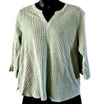 Joan Rivers  Knit Seersucker 3/4-Sleeve Pullover Top - Green and White, Size XL Photo 3