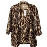 Mango Women Notch Collar Long Sleeves Tropic Print Linen Blazer, Beige Brown XS Photo 6