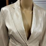 Worthington Genuine Leather Champagne Beige One Button Blazer Style Jacket Faux Pocket XS Photo 14