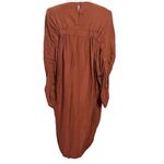 Black Crane Elastic Yoke Midi Dress Size XS Brick Linen Sheath FLAWED Brown Photo 5