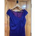 Tadashi Shoji Tadashi Collection Silk Purple Pleated Formal Gown Twist Bodice Cap Sleeve Long Photo 2