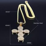 Christian Cross Pendant Chain Golden Necklace Gold Photo 7