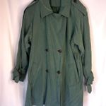 Gallery LIST Shiny Green Double Breasted Belted Short Trench Coat Size Medium Photo 14