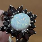 Vintage Sterling Silver Opal And Garnet Cluster Ring Womens Size 8 Photo 8