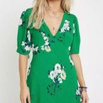 Free People Neon Garden Mini Dress Green Floral 4 Preppy Dainty Fit & Flare Photo 0