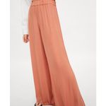 ZARA Pants Womens X Small Pink Orange Wide Leg Stretch Waist Satin Photo 3