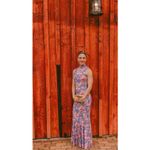 CAROLINE CONSTAS Blue Floral Mock Neck Sleeveless Trumpet Brigitta Gown Size M Size M Photo 13